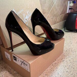 Christian Louboutin Black Peep-Toe Shoes